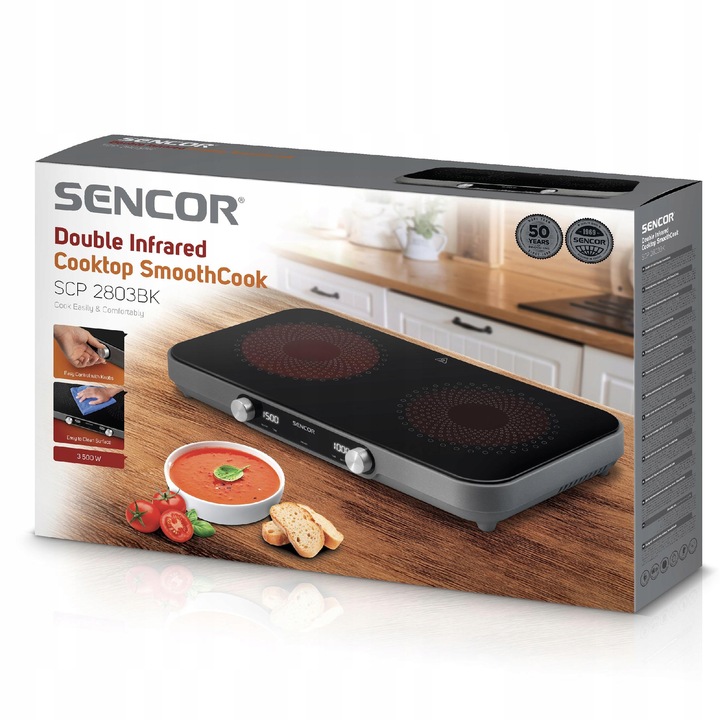 Kuchenka elektryczna przenośna ceramiczna 3500W 2 PALNIKI Sencor SCP