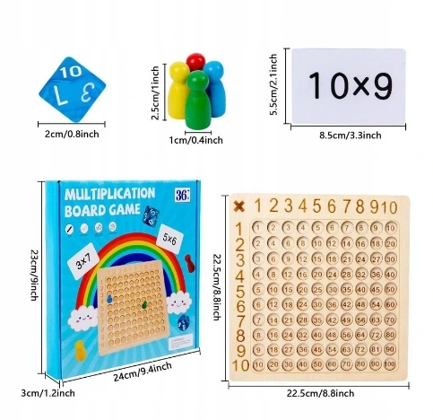 TABLICZKA MNOŻENIA GRA DREWNIANA MONTESSORI DZIECI GRA EDUKACYJNA LOGICZNA