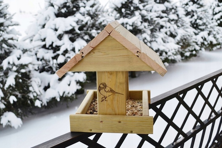 ECO Karmnik Dla Ptaków XXL+ DREWNIANY Solidny DIY Łatwy Montaż BUDKA