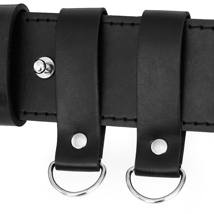 Pasek oficerski CZARNY wojskowy pas do spodni SKÓRZANY straż bojówki