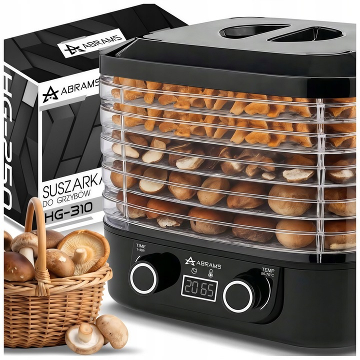 SUSZARKA DO GRZYBÓW WARZYW I OWOCÓW 400W REGULACJA TEMPERATURY TIMER 5
