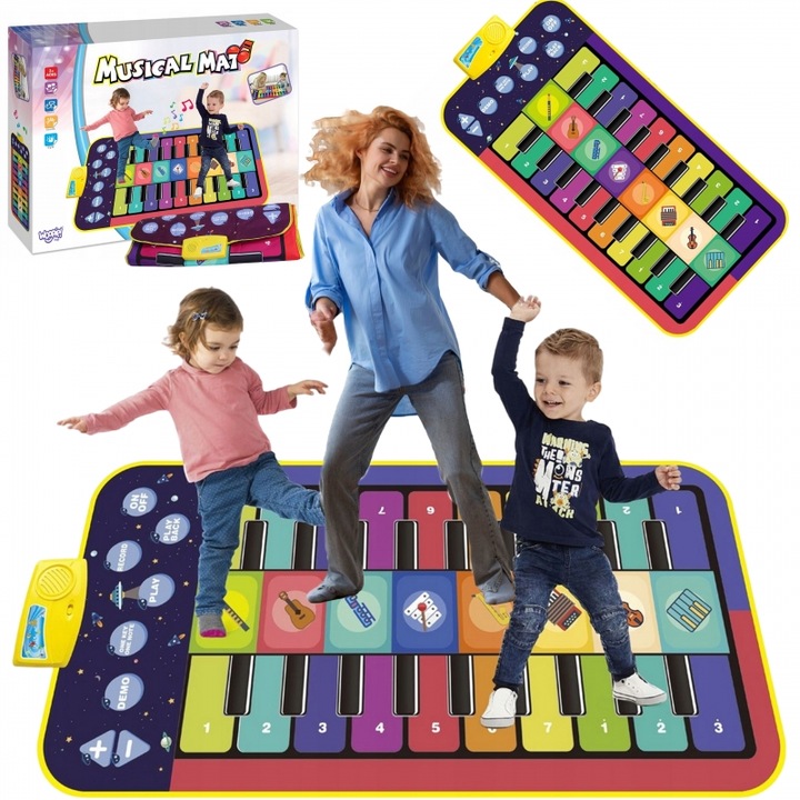 MATA DO TAŃCA ZRĘCZNOŚCIOWA GRA DLA DZIECI DŹWIĘKI INTERAKTYWNA KLAWISZE XL