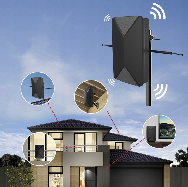 ANTENA AKTYWNA POKOJOWA WEWNĘTRZNA ZEWNĘTRZNA DVB-T2 TV NAZIEMNEJ 4K VAYOX