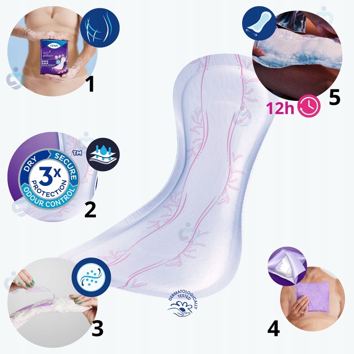 Podpaski urologiczne TENA Lady Maxi Night 12 wkładki na noc b. chłonne 8/8