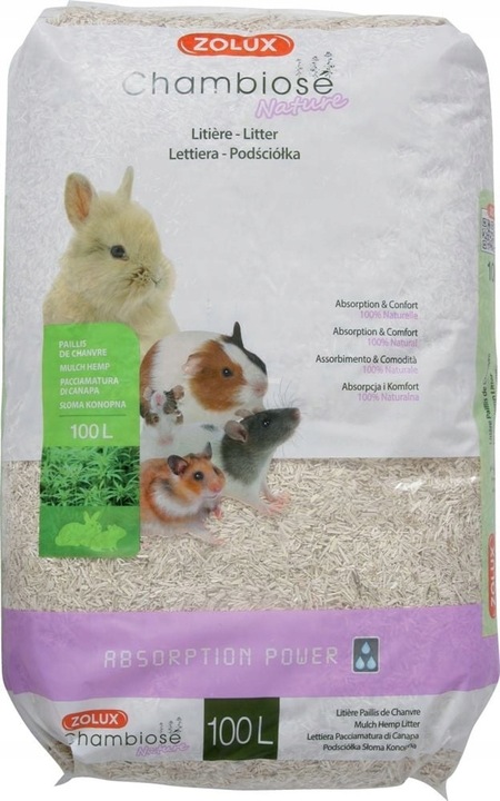 ZOLUX PODŚCIÓŁKA ŚCIÓŁKA KONOPNA TROCINY DLA GRYZONI HIGIENICZNA 100L