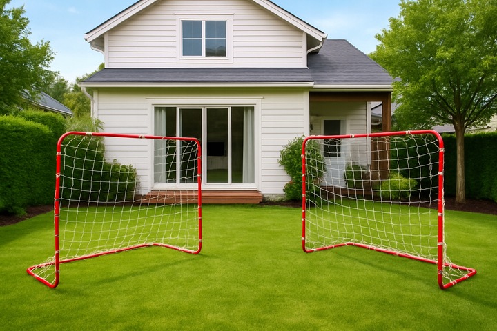 2x BRAMKA PIŁKARSKA ZESTAW DO PIŁKI NOŻNEJ SKŁADANE OGRODOWE 182x122 ZESTAW