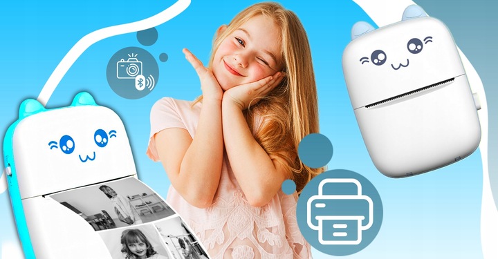 MINI DRUKARKA TERMICZNA DRUKUŚ ORYGINALNY DO ZDJĘĆ PRZENOŚNA KOTEK 11 ROLEK