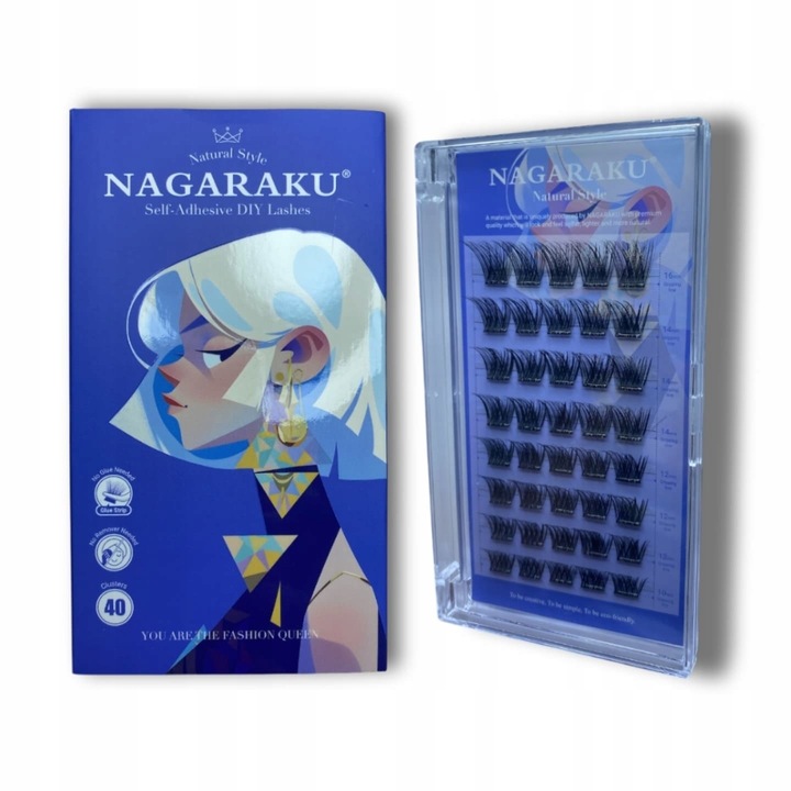 Rzęsy bondingowe NATURAL NAGARAKU MIX 10-16mm z klejem wielokrotnego