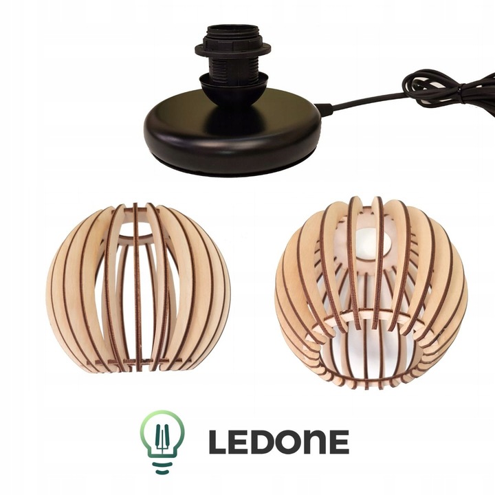 LAMPKA NOCNA LAMPA STOŁOWA DREWNIANA LOFT RETRO E27 DO SYPIALNI DO