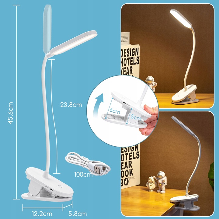 Bezprzewodowa lampka LED nocna na klips Aigostar