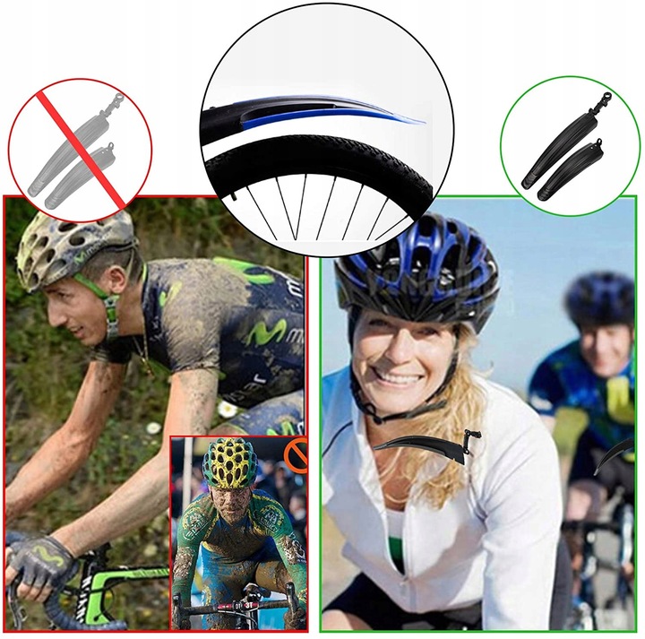 BŁOTNIKI ROWEROWE ROWER ZESTAW KOMPLET PRZÓD TYŁ 2 SZT MTB 24-26 CZARNY