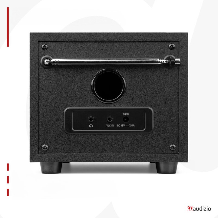 Radio DAB+ tuner FM z subwooferem czarne do kuchni salonu biura