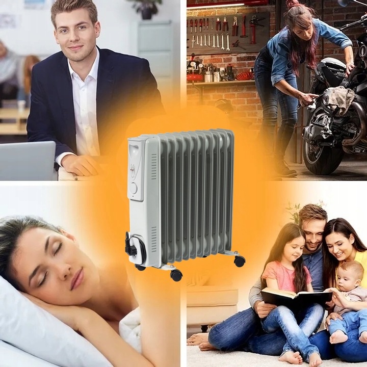 GRZEJNIK ELEKTRYCZNY 2500W OLEJOWY 11 ŻEBEREK TERMOSTAT ŻEBERKOWY OLEJAK