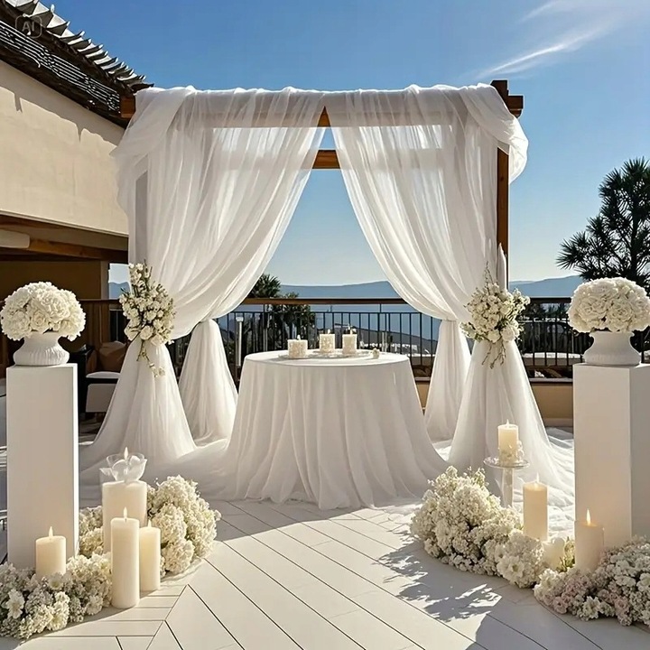 Biały materiał do dekoracji 6m dekoracja ścianki ślub komunia roczek