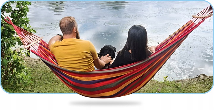 HAMAK OGRODOWY 2 OSOBOWY HUŚTAWKA XXL MOCNY WZMOCNIONY PAŁĄK DUŻY + TORBA