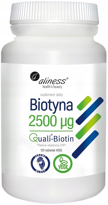 Aliness BIOTYNA SKÓRA WŁOSY 120tab Glukoza Mocne paznokcie Gęste włosy
