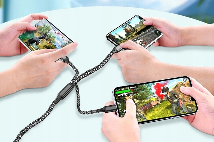 ZESTAW DO ŁADOWANIA ŁADOWARKA 58W 2xUSB-C PD 20W + USB QC 3.0 Z KABLEM 5W1