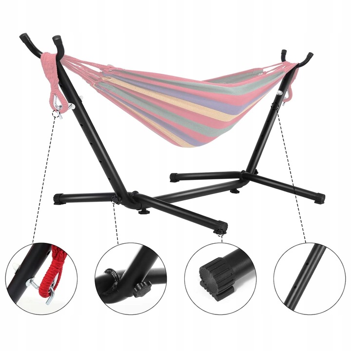 HAMAK OGRODOWY ze stelażem dwuosobowy brazylijski DUŻY RED GARDEN ZESTAW