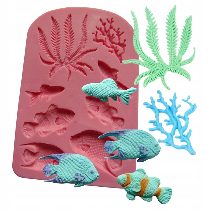 Forma silikonowa do masy cukrowej AKWARIUM Rybki