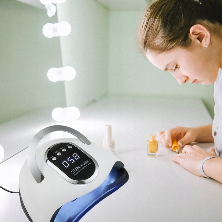 MOCNA LAMPA DO PAZNOKCI HYBRYD ŻELI UV LED SUN X10 MAX LCD Z RĄCZKĄ