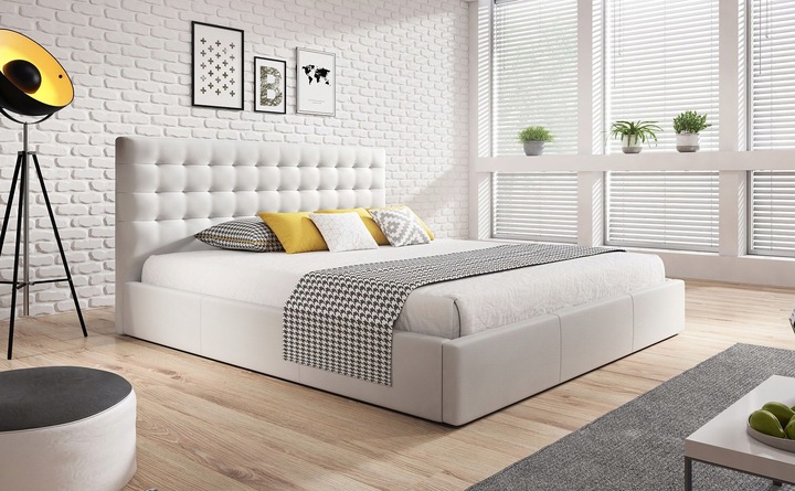 ŁOŻKO TAPICEROWANE VERO Z PODNOSZONYM STELAŻEM POJEMNIKIEM POŚCIEL 160x200