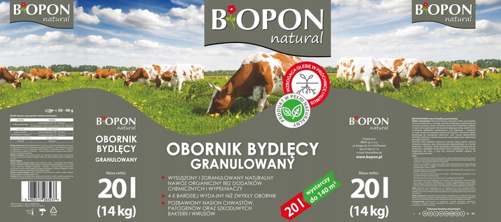 BOPON NATURAL OBORNIK BYDLĘCY nawóz naturalny granulowany Biopon 20L