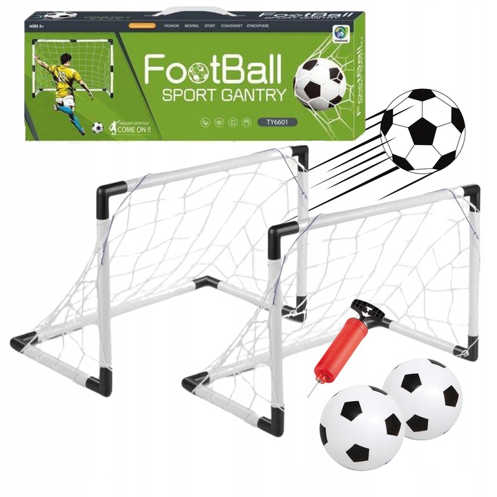 BRAMKA PIŁKARSKA ZESTAW DLA DZIECI 2 x BRAMKI PIŁKARSKIE 2 x PIŁKA + POMPKA