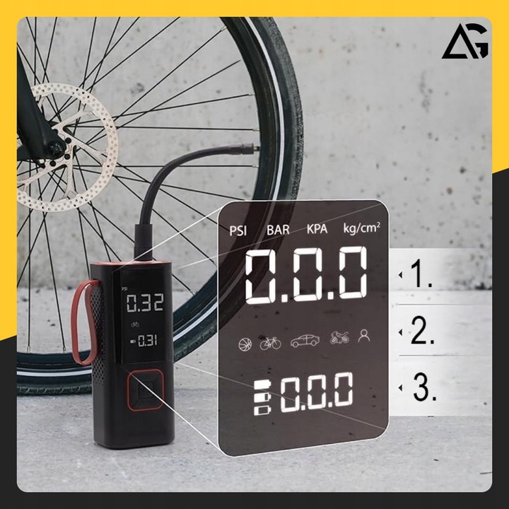 KOMPRESOR ROWEROWY SAMOCHODOWY AKUMULATOROWY POMPKA SPRĘŻARKA