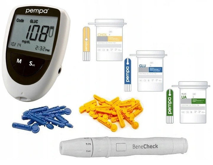 Glokometr PEMPA BeneCheck 3w1 – glukoza, cholesterol, kwas moczowy