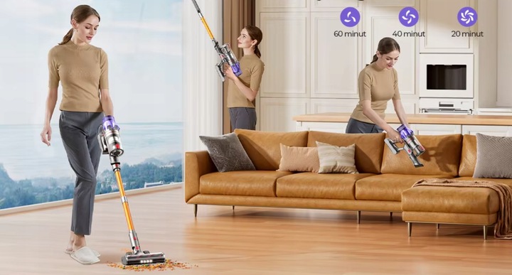 ODKURZACZ AKUMULATOROWY PIONOWY RĘCZNY BEZPRZEWODOWY LARESAR V7 500w