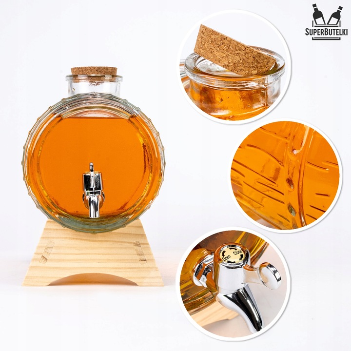 BECZKA SZKLANA 3L BECZUŁKA ANTAŁEK NA NAPOJE LEMONIADĘ WÓDKĘ WINO BIMBER