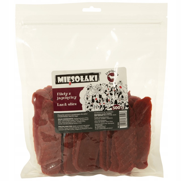 PRZYSMAKI DLA PSA MIĘSOŁAKI MIĘKKIE FILETY Z JAGNIĘCINY 500G