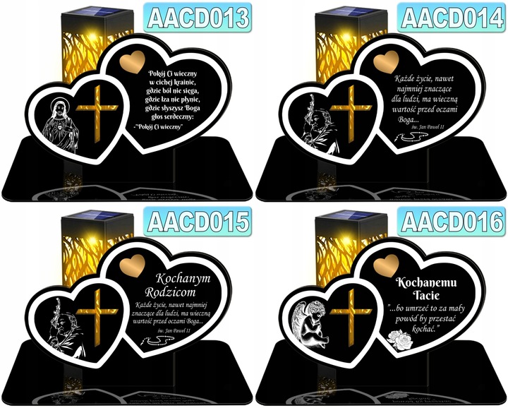 ZNICZ SOLARNY LED WIECZNY DLA DZIADKÓW NA CMENTARZ GRÓB lampka Serce 3D