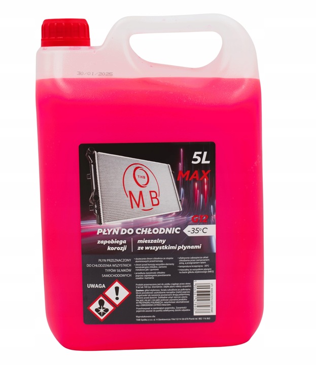PŁYN DO CHŁODNIC G12 PŁYN CHŁODNICZY -35°C RÓŻOWY TMB MAX 5L