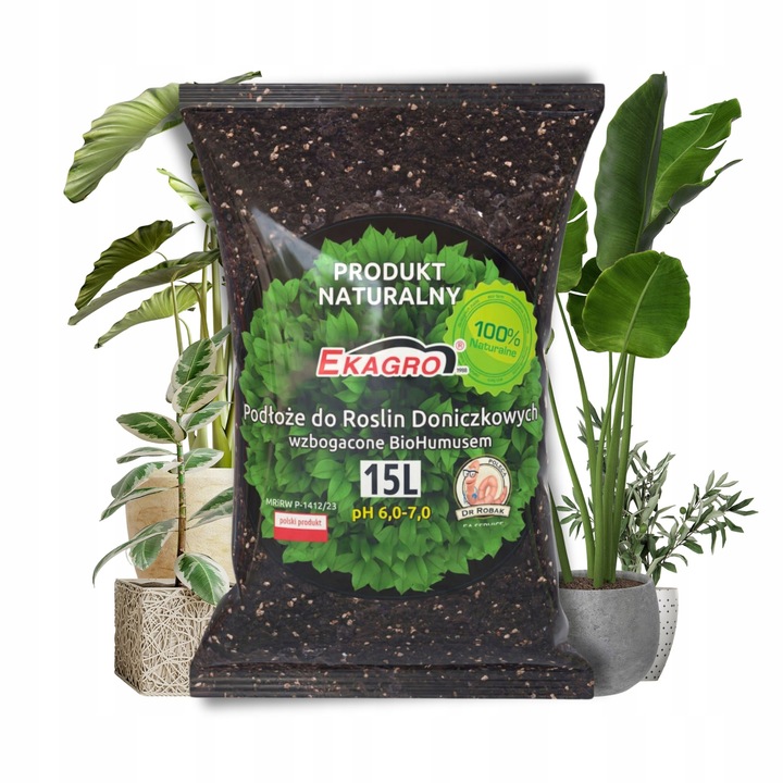 Ziemia Podłoże do Roślin Doniczkowych Zielonych Kwiatów z humusem 15L