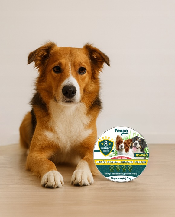 OBROŻA NA KLESZCZE i Pchły dla Dużego Psa Antykleszczowa 8 Miesięcy Fazoo