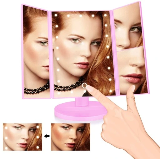 LUSTERKO KOSMETYCZNE PODŚWIETLANE ROZKŁADANE LED