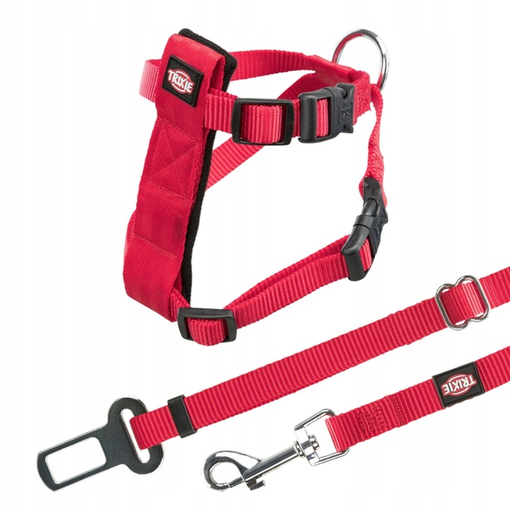 SZELKI SAMOCHODOWE DLA KOTA REGULOWANE Z PASEM SMYCZĄ DO SAMOCHODU TRIXIE