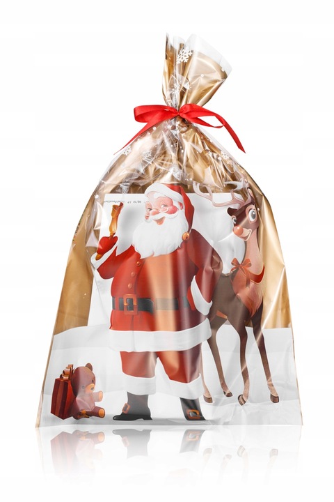 Torebki worki foliowe celofanowe MIKOŁAJ świąteczne cukierki 25x40 50 szt.
