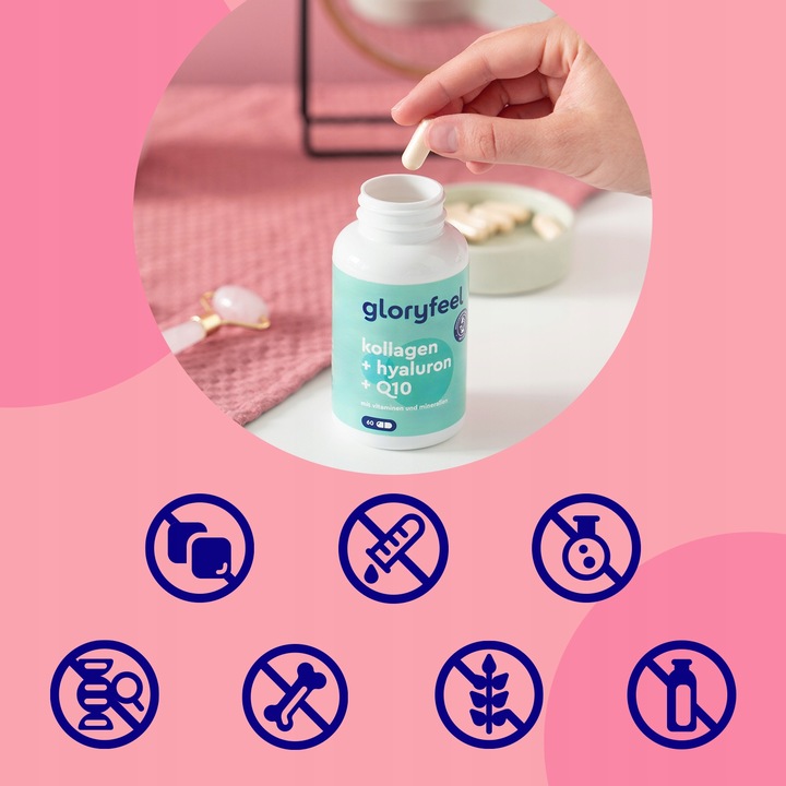 KOLAGEN RYBI + KOENZYM Q10 + KWAS HIALURONOWY skóra włosy 60 kaps gloryfeel