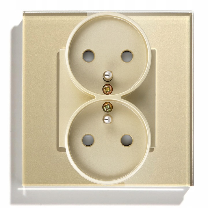 GNIAZDKO GNIAZDO SZKLANE PODWÓJNE GNIAZDKA KONTAKTY ZŁOTE BEŻOWE 1F