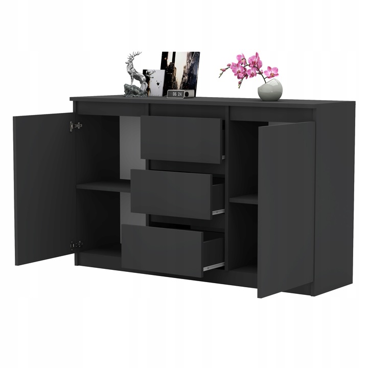 Komoda 120cm szafka z szufladami Antracyt Wotan Aga lux do salonu duza