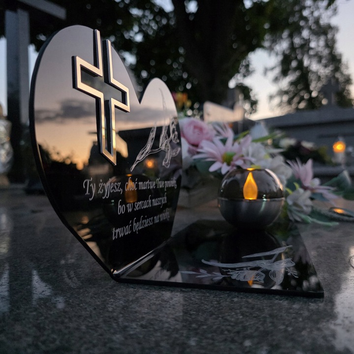 SOLARNY ZNICZ Led Statuetka NA CMENTARZ GRÓB DUŻA Lampka Led z Grawerem