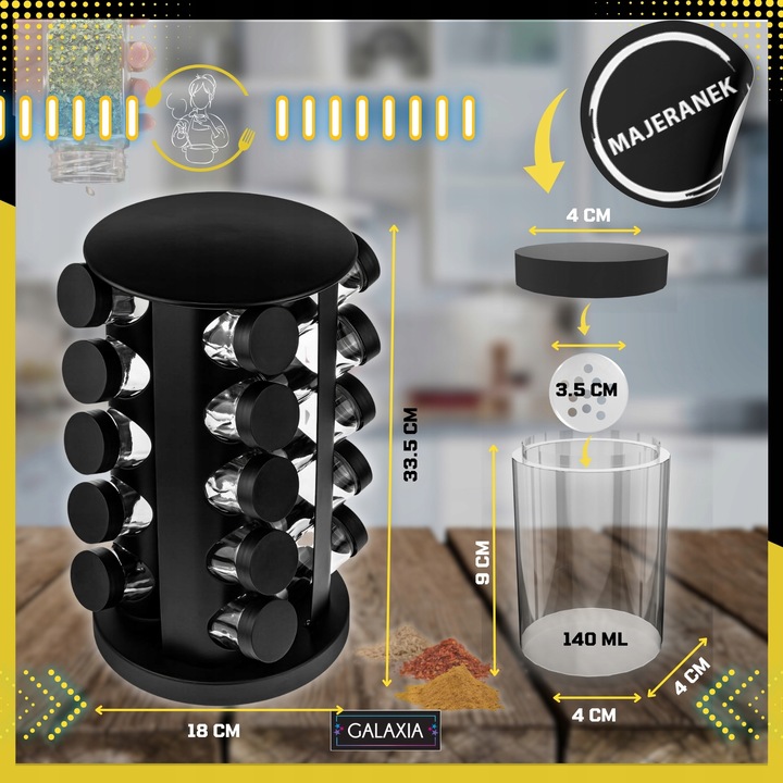 STOJAK NA PRZYPRAWY POJEMNIKI 20SZT Słoiczki Słoiki Przyprawnik i