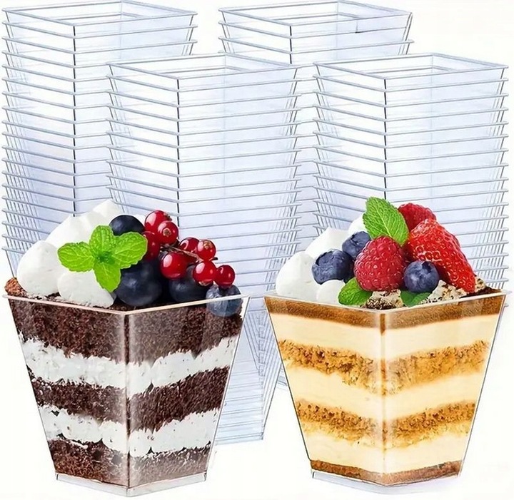 Pucharki do deserów i lodów jednorazowe plastikowe 120 ml – 25 sztuk