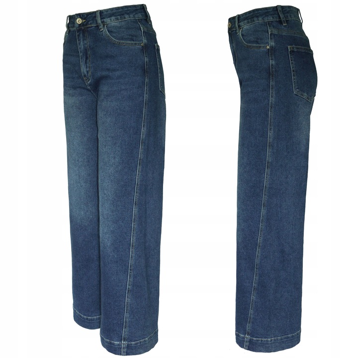 M.Sara SPODNIE DAMSKIE JEANSY SZEROKIE NOGAWKI WYSOKI STAN M 38