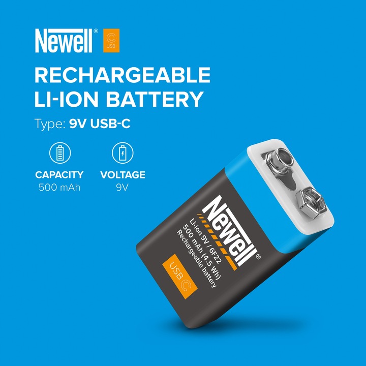 Akumulator Bateria Newell 9 V R9 USB-C 500 mAh