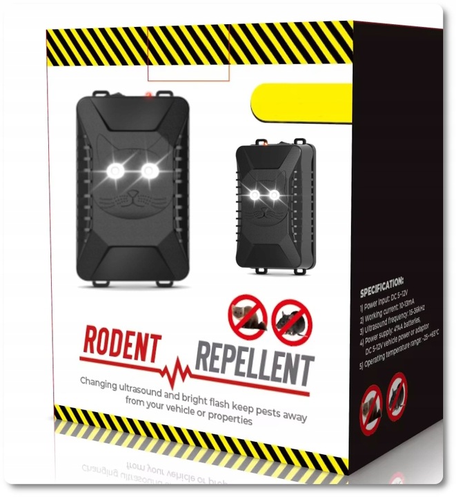 Samochodowy ODSTRASZACZ gryzoni na KUNY do AUTA ultradzwiekowy na