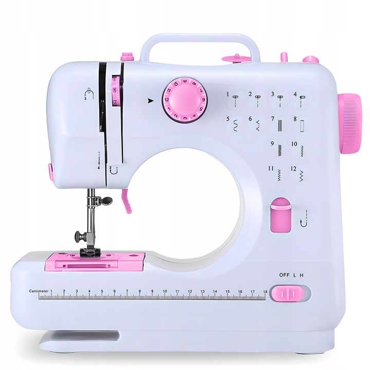 MASZYNA DO SZYCIA MINI PRZENOŚNA 12 ŚCIEGÓW AKCESORIA + GRATISY BIAŁA