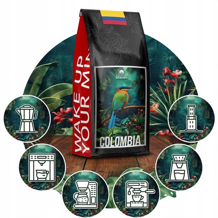 Kawa ziarnista 1kg Kolumbia Świeżo Palona 100% ARABICA - Blue Orca Coffee